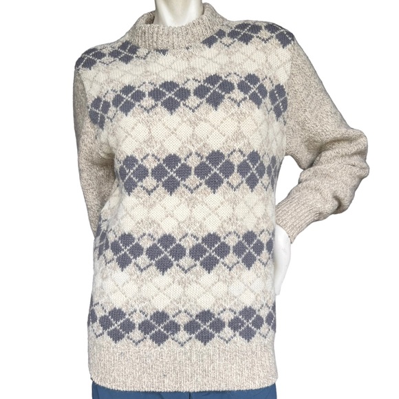 Vintage London Fog Outdoors Unlimited Wool Blend Argyle Sweater Size Medium - Picture 1 of 8